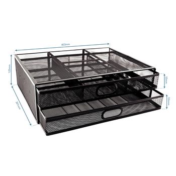 SDS Wire Mesh Monitor Stand 2 Drawers Black