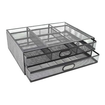 SDS Wire Mesh Monitor Stand 2 Drawers Black