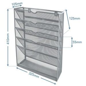 SDS Wire Mesh Wall File Organizer 6 Compartments Silver
