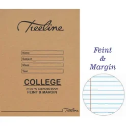 BS32F Treeline A4 College Exercise Book Feint & Margin 32 Page