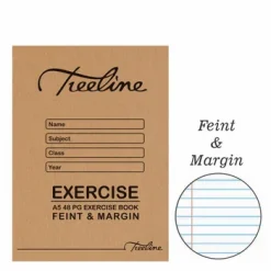 BS548F Treeline A5 Exercise Book Feint & Margin 48 Page