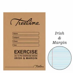 BS572I Treeline A5 Exercise Book Irish & Margin 72 Page