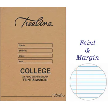 BS72F Treeline A4 College Exercise Book Feint & Margin 72 Page