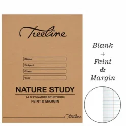 BS72N Treeline A4 Nature Study Book Blank With Feint & Margin 72 Page