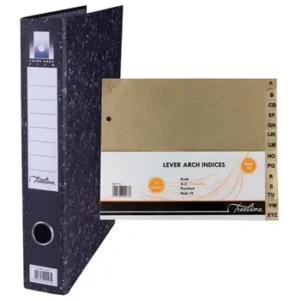 FSI - Treeline Foolscap Upright Lever Arch File Board 80mm Black with Index Pack 6