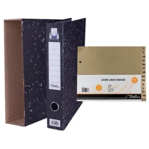 FSID - Treeline Foolscap Upright Lever Arch File Board 80mm Black with Index and Dustcover Pack 2