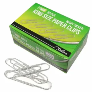 Treeline Paper Clips 77mm Silver Wavy 50s