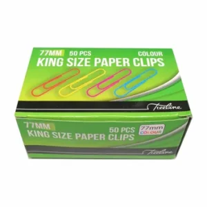 TR0095-30 - Treeline Paper Clips 77mm PVC Assorted 50s