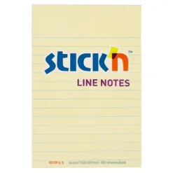 21056 - Stick’n Lined Notes 150 x 101mm Pastel Yellow
