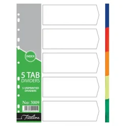 3009-Treeline A4 Index Divider PVC Colour 5 Tab
