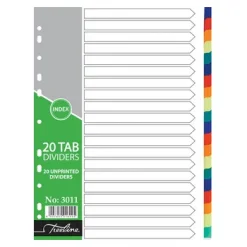 3011-Treeline A4 Index Divider PVC Colour 20 Tab