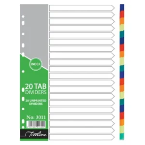 3011-Treeline A4 Index Divider PVC Colour 20 Tab