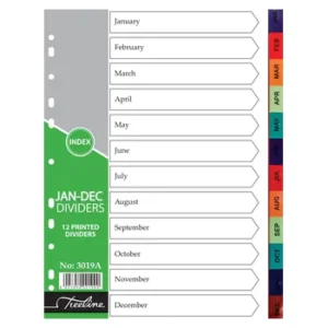 3019A-Treeline A4 Index Divider PVC Colour Jan-Dec Printed