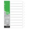 Treeline A4 Index Divider Board Pastel Colour 10 Tab