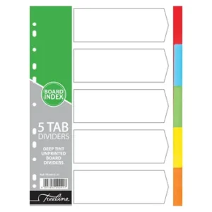 TRDM-5-Treeline A4 Index Divider Board Colour 5 Tab