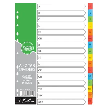 Treeline A4 Index Divider Board Colour A-Z Printed 16 Tab