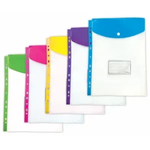 Treeline A4 Filing Carry Folder With Stud Top Open Assorted Colours