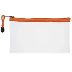 TR9100-09 - Treeline Transparent Clear PVC Pencil Bag 22cm Orange