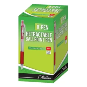 42-5001-03-Treeline R-Pen Retractable Ballpoint Pens Red Box 50