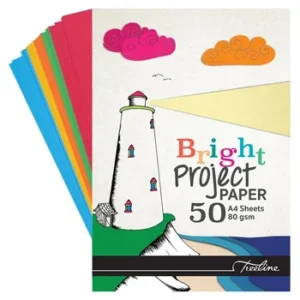 Treeline A4 Bright Paper Project Pad 80gsm Assorted 50s