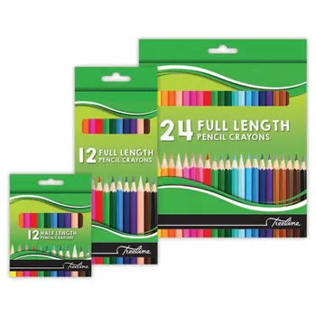 Treeline Pencil Crayons Half Length 12s - Penfile Office Supplies -  Stationery Supplier