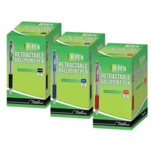 Treeline R-Pen Retractable Ballpoint Pens Box 50 Black-Blue-Red-2