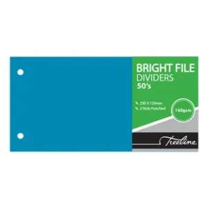 Treeline File Dividers 230 x 120mm Punched Bright Blue - Pack 50
