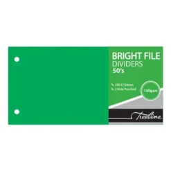 Treeline File Dividers 230 x 120mm Punched Bright Green - Pack 50