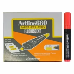 Artline EK660 Fluorescent Highlighter Chisel Tip 4.0mm Red - Box 12