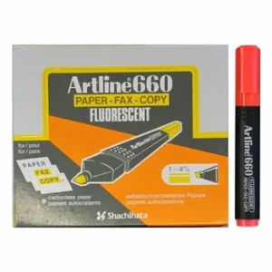 Artline EK660 Fluorescent Highlighter Chisel Tip 4.0mm Red - Box 12
