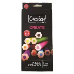 PCL650-Croxley Create Pencil Crayons Full Length 12 Colours