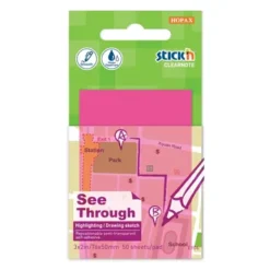 21707-Stick'n Clear Notes 76 x 51mm Magenta