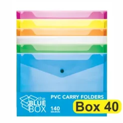 The Blue Box A4 Carry Folders With Stud 140 Micron Assorted 10s - Box 40