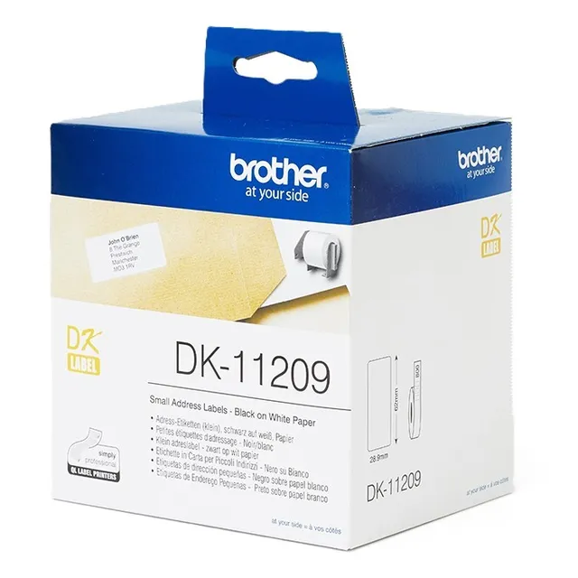 Brother DK-11209 Small Address Labels 29 x 62mm - White Roll 800