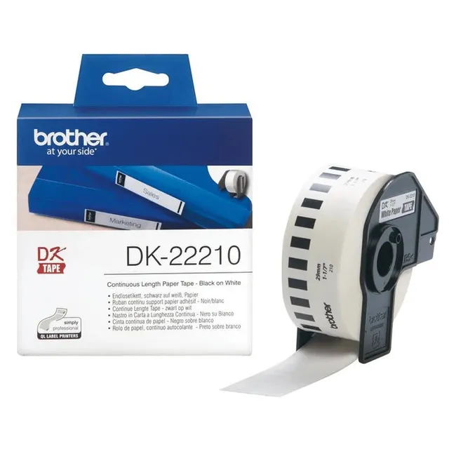 Brother DK-22210 Thermal Paper Tape 29mm x 30.48m - White Continuous Roll