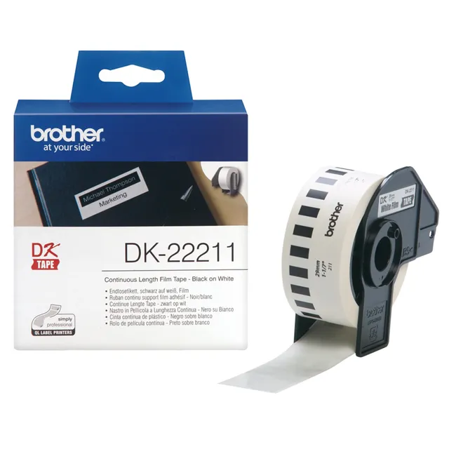 Brother DK-22211 Vinyl Film Continuous Roll 29mm x 15.24m - White