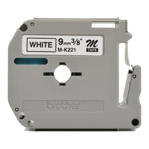 Brother M-K221B Non-Laminated Tape Black on White 9mm-A