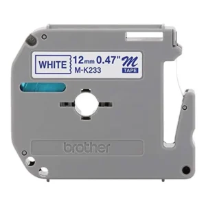 Brother M-K233B Non-Laminated Tape Blue on White 12mm-A