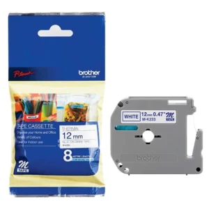 Brother M-K233B Non-Laminated Tape Blue on White 12mm-B