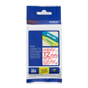 Brother TZe-132 Laminated Tape Red on Clear 12mm