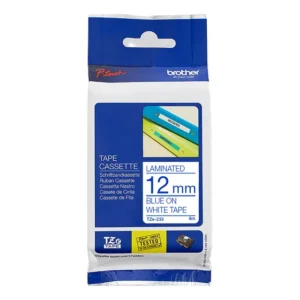 Brother TZe-233 Laminated Tape Blue on White 12mm