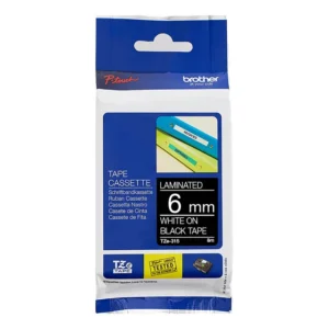 Brother TZe-315 Laminated Tape White on Black 6mm