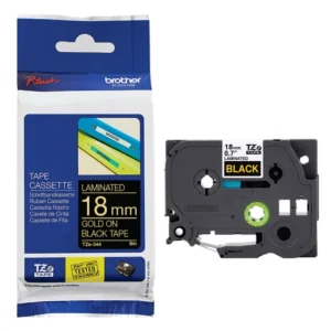 Brother TZe-344 Laminated Tape Gold on Black 18mm