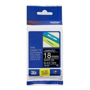 Brother TZe-345 Laminated Tape White on Black 18mm