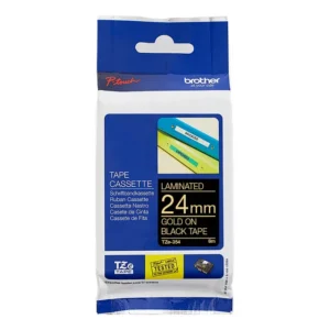 Brother TZe-354 Laminated Tape Gold on Black 24mm