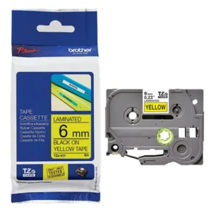 Brother TZe-611 Laminated Tape Black on Yellow 6mm