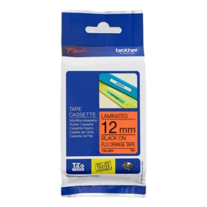 Brother TZe-B31 Laminated Tape Black on Fluorescent Orange 12mm x 5m
