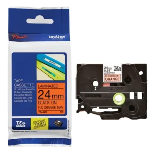 Brother TZe-B51 Laminated Tape Black on Fluorescent Orange 24mm x 5m