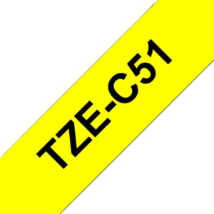 Brother TZe-C51 Laminated Tape Black on Fluorescent Yellow 24mm x 5m-B