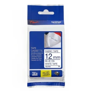 Brother TZe-FA3 Fabric Tape Blue on White 12mm